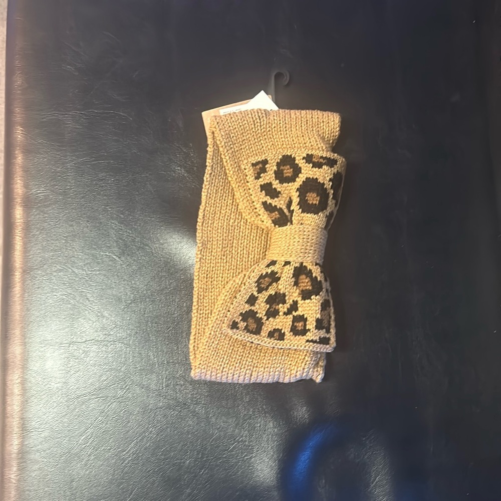 Leopard print knit headband bow